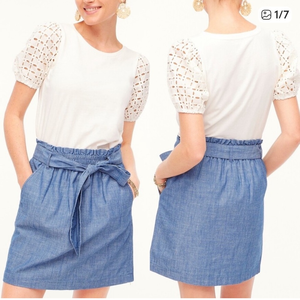 J. Crew Denim Blue Tie-Waist Skirt